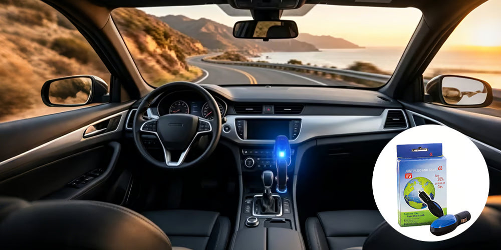 Auto Fuel Saver Device plugged into a car's 12V socket